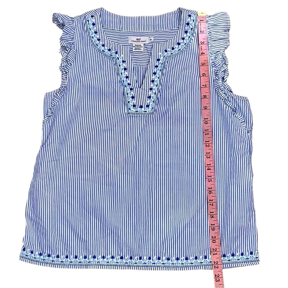 Vineyard Vines Blue and White Embroidered Blouse Size XS - Picture 10 of 10